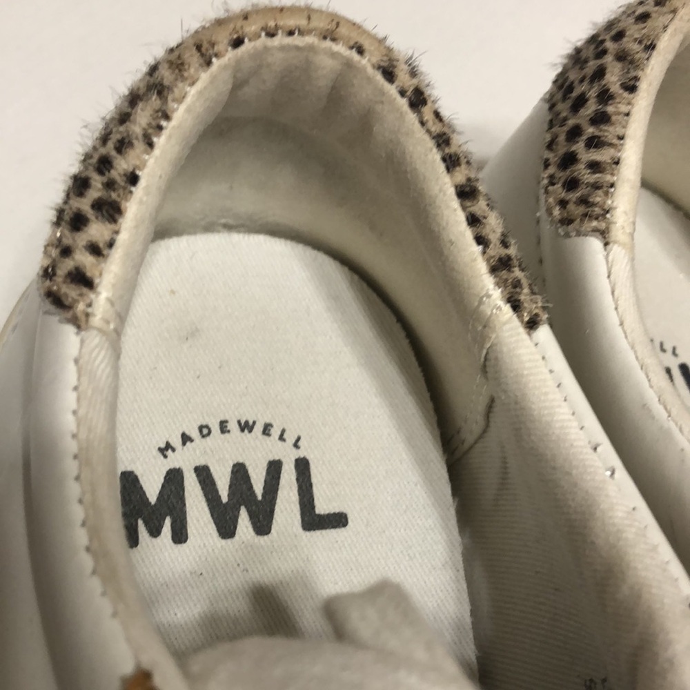 Women’s Madewell Sidewalk Low-Top Calf Hair Animal Print Leather Sneakers Size 8 - Picture 10 of 12